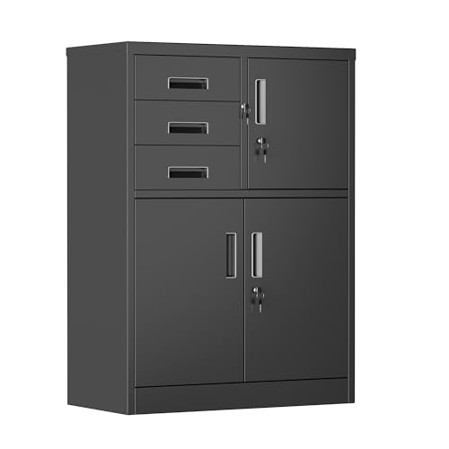 SUPEER Aktenschrank,Metallschrank mit 3...
