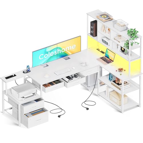 Coleshome Eckschreibtisch mit 5 Schubladen &...