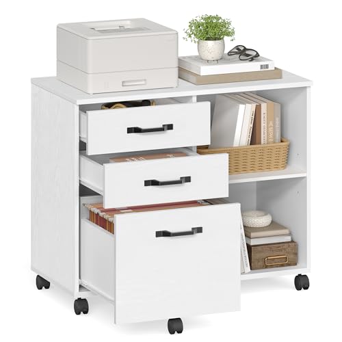 VASAGLE Rollcontainer, Aktenschrank, mit 3...