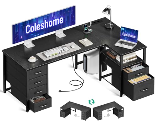 Coleshome Schreibtisch mit Stoff Schubladen,...