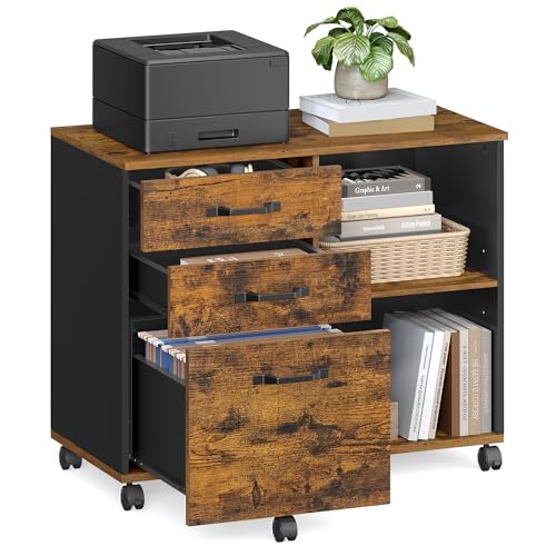 VASAGLE Rollcontainer, Aktenschrank, mit 3...